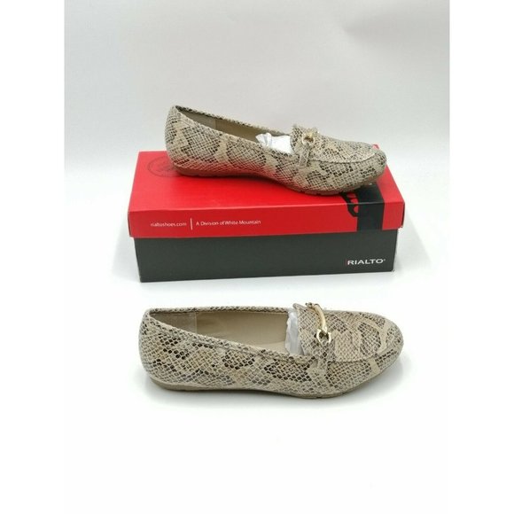 Rialto Guiding Loafer Flats Snakeskin Print Women's US 7W New - Picture 2 of 11